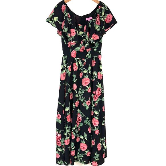 Rebel Love Dresses & Skirts - Rebel Love Clothing Pink Black Rose Floral Ruffle Maxi Dress Size Small